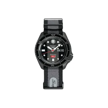 SEIKO 5 SPORTS Collection Mechanical Movement Nylon Strap Watch Unisex Black Dial SRPJ75K1