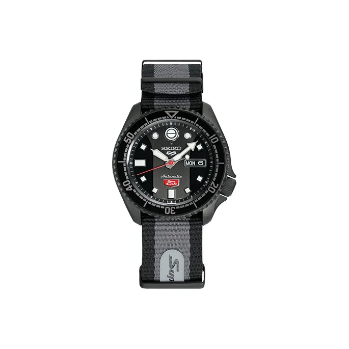 SEIKO 5 SPORTS Collection Mechanical Movement Nylon Strap Watch Unisex Black Dial SRPJ75K1-0
