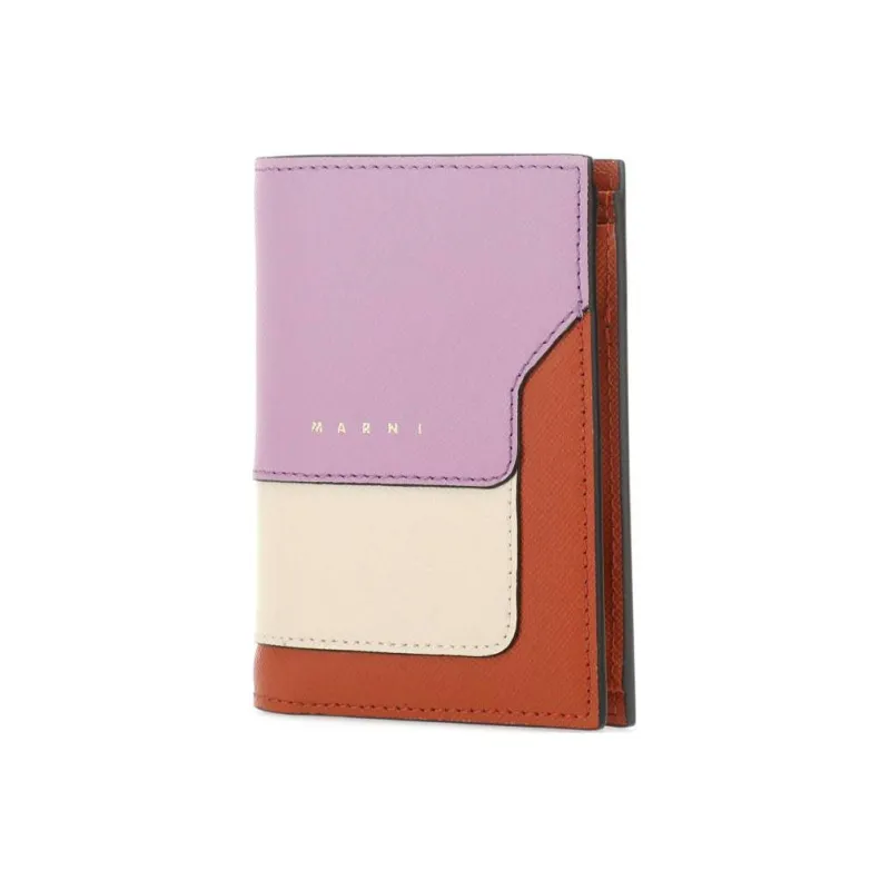 MARNI Calfskin Wallet Women's Light Purple/White/Brown-1