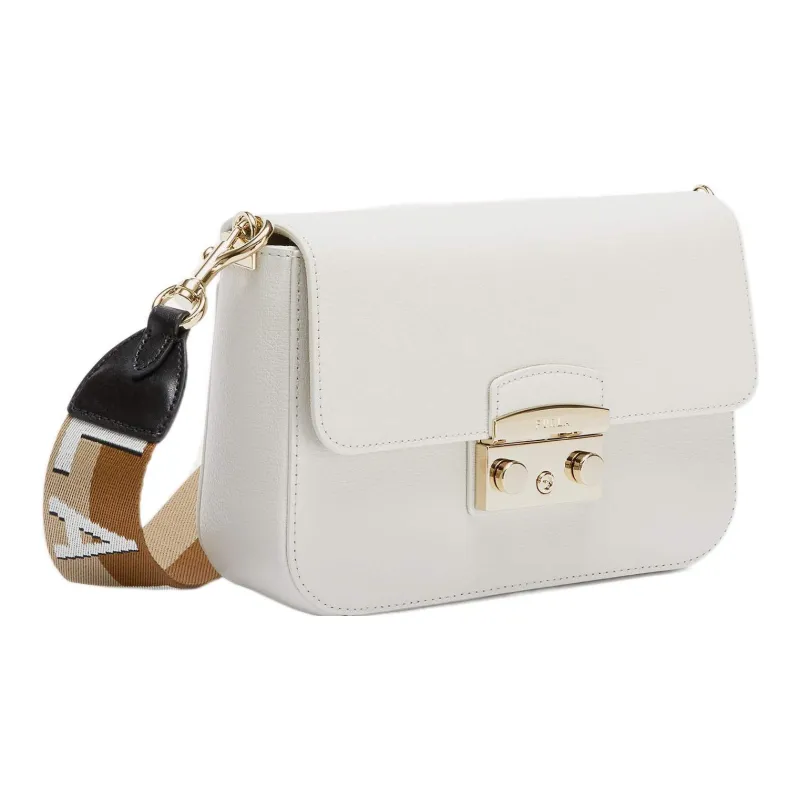 Furla Metropolis Collection Textured Calfskin Shoulder Bag, Crossbody Bag Trumpets Women's White-1