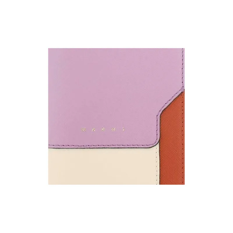 MARNI Calfskin Wallet Women's Light Purple/White/Brown-2