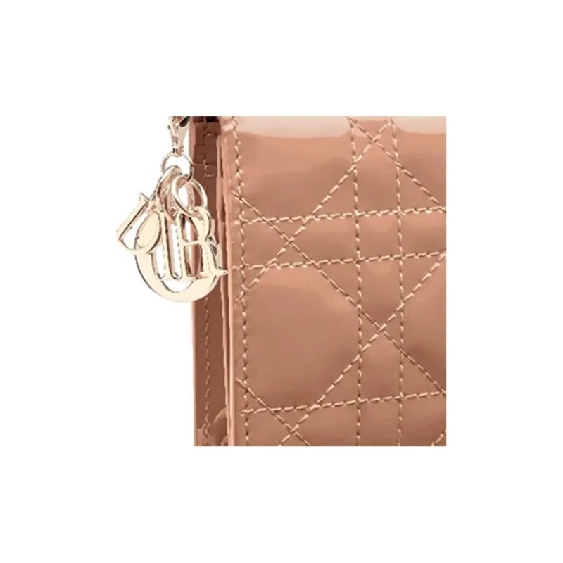 DIOR Lady Dior Patent Leather Calfskin Wallet Women's Candy Color/Rose Pink-1