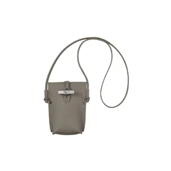 LONGCHAMP Roseau Cow Leather One Shoulder Crossbody Cell Phone Pouch Regular Women's Dove Color