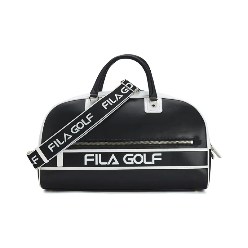 FILA Polyurethane PU Synthetic Leather Bonded Fabric Equipment Bag Crossbody One Shoulder Handbag Women's Pitch Black-0