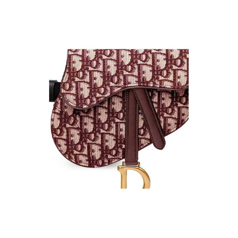 DIOR Saddle Cow Leather Saddle Bag Fanny Pack Women's Burgundy-3