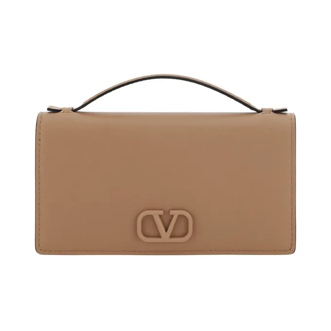 Valentino GARAVANI Calfskin Shoulder Bag Crossbody Bag Wallet Women's Cinnamon Pink-0