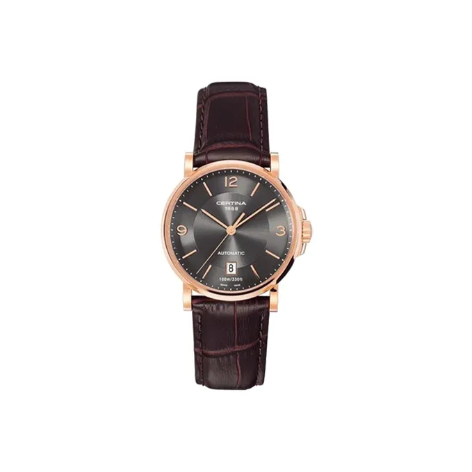 CERTINA Automatic Mechanical Movement Men's Watches Watch Black Dial Stainless Steel Case Cow Leather Strap-0