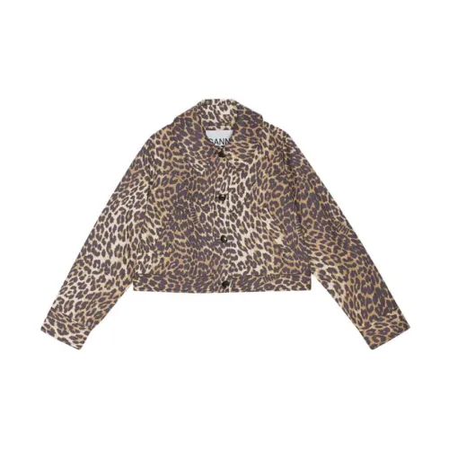 GANNI Cropped Coats Women's Leopard