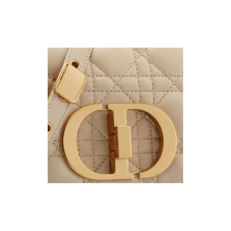 DIOR Caro Soft Cow Leather Portable Crossbody Bag Shoulder Bag Women's Beige-4