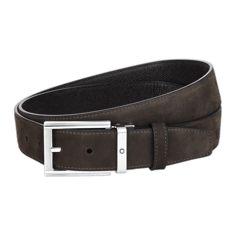 MONTBLANC Leather Belts Men's Black/Brown Width 35mm-0