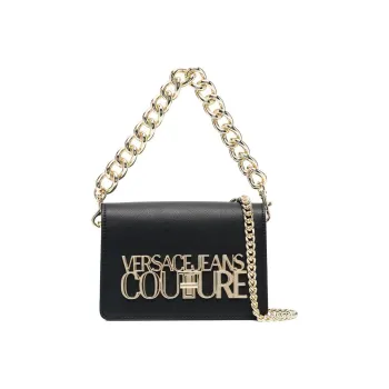 VERSACE JEANS COUTURE Artificial Leather Small Square Bag, Handbag, Shoulder Bag, Crossbody Bag Mini Women's Black Gold