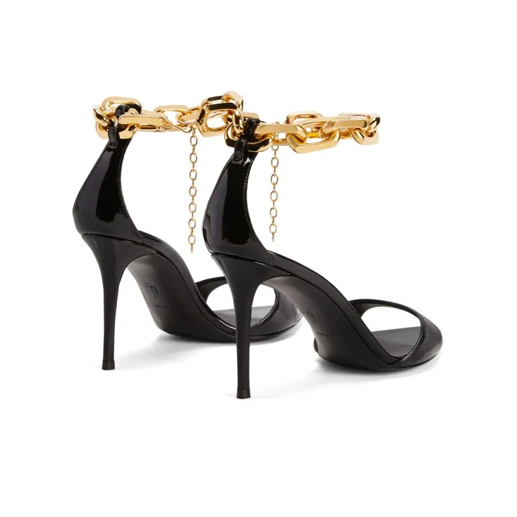 Giuseppe Zanotti 90mm Chain-trim Leather Sandals Women's-4