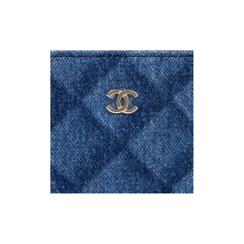 CHANEL 22BFW Denim One Shoulder Crossbody Clutch Women's Dark Blue-6