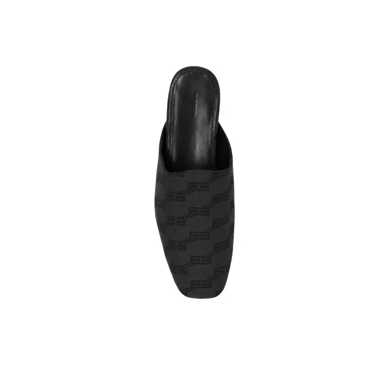 Balenciaga Cosy BB Mule 'All Over Logo - Grey Black'-2