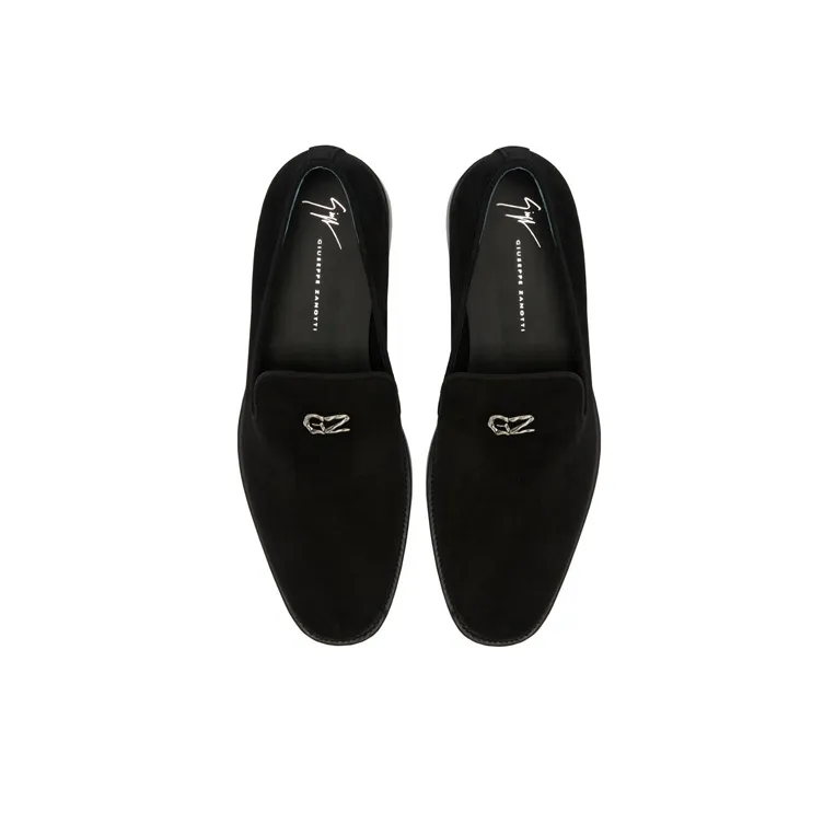 giuseppe zanotti Imrham Logozalì embellished Suede Loafers-3
