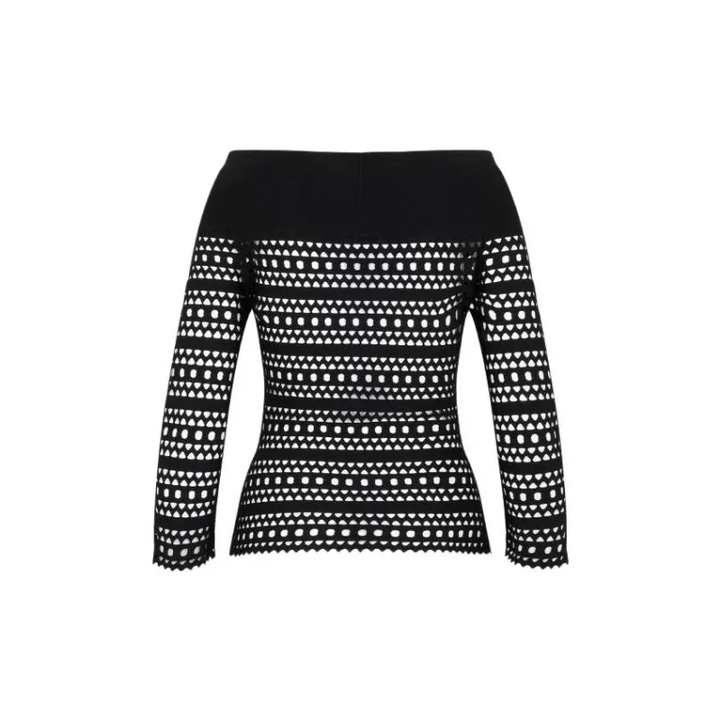 Alaia Off-The-Shoulder Openwork Blouse-1