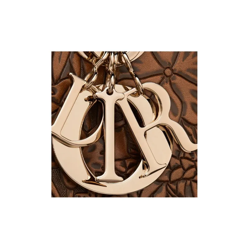 DIOR Lady Dior Cow Leather DaiFeng Handbags Medium Size Women's Brown-4