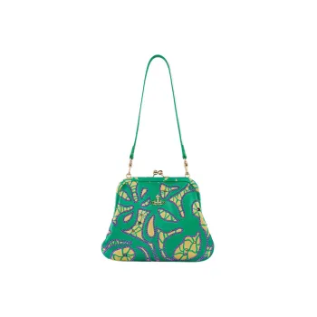 Vivienne Westwood Leather Clutch Bag Over The Shoulder Women's Green/Yellow