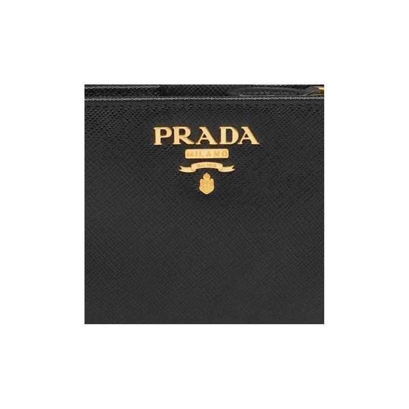 PRADA Leather Wallet Small Size Women's Black-5