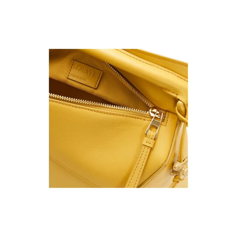 LOEWE Puzzle Edge Bag In Satin Calfskin Small Pale Yellow Glaze-6
