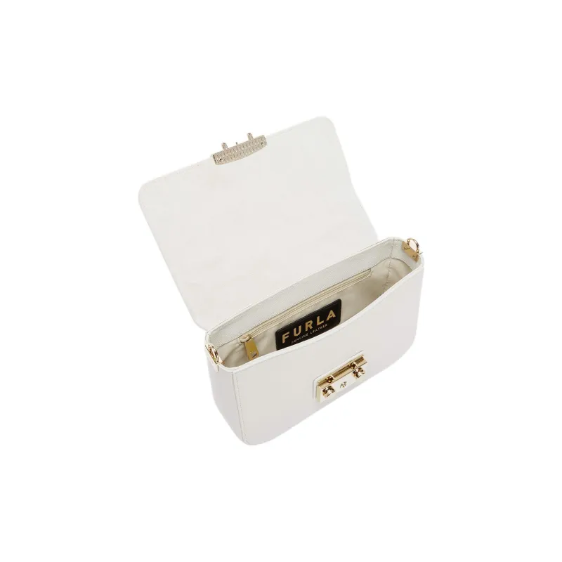 Furla Metropolis Collection Textured Calfskin Shoulder Bag, Crossbody Bag Trumpets Women's White-3