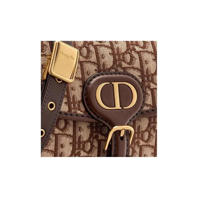 DIOR Bobby Cow Leather Handbag Shoulder Bag Crossbody Bag Medium Size Women's Brown-5