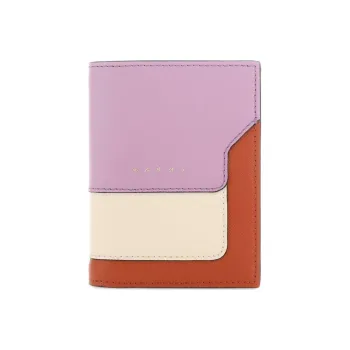 MARNI Calfskin Wallet Women's Light Purple/White/Brown