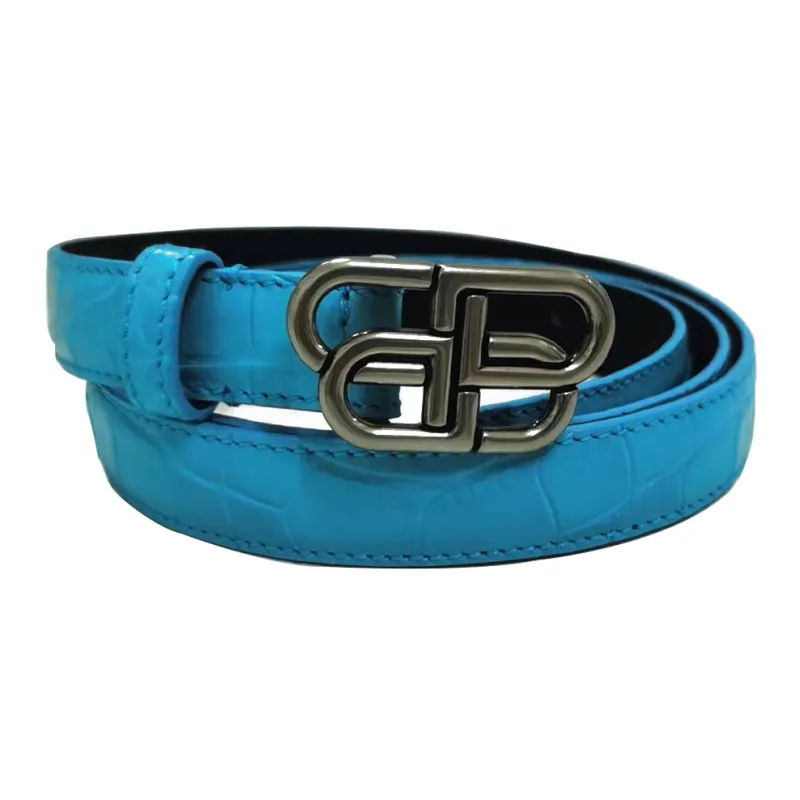 Balenciaga Minimalist Style Classic Comfortable Smooth Buckle Belt Women's Blue-0