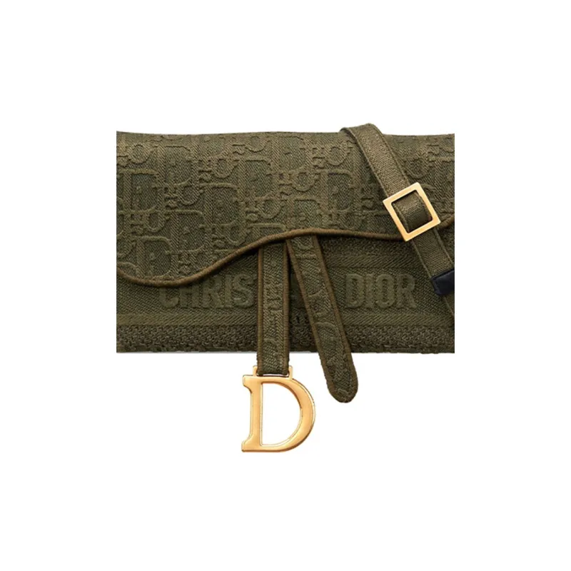 DIOR Saddle Denim Shoulder Bag Women's Green-4