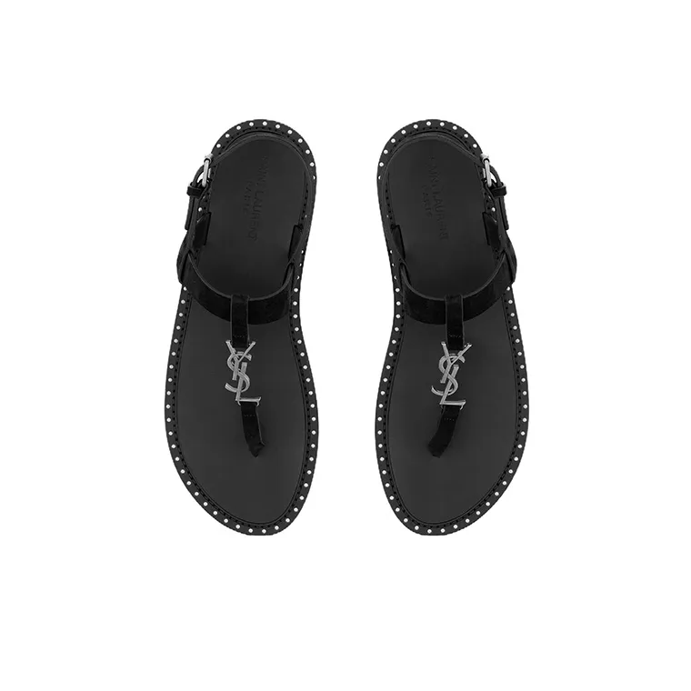 SAINT LAURENT Cassandra Logo Plaque Sandals-3