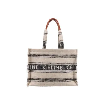 CELINE Cabas Jacquard Fabric Tote Bag Shopping Bag Handbag Women's White/Black