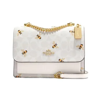 COACH Klare Canvas With Leather Small Square Bag Trunk Bag Shoulder Bag Crossbody Bag Small Size Women's Glacier White