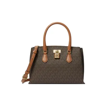 MICHAEL KORS MK Ruby Polyurethane Briefcase, Shoulder Bag, Crossbody Bag, Handbag Small Size Women's Brown