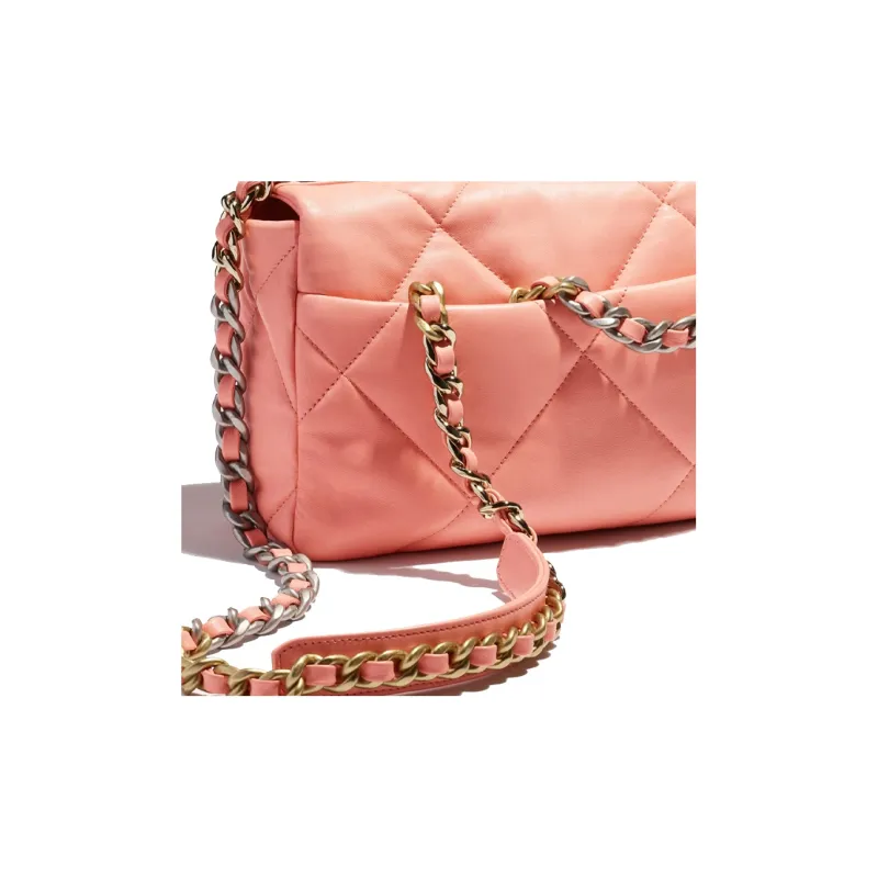 CHANEL 19Bag Lambskin Handbag, Shoulder Bag, Crossbody Bag Women's Light Orange-2