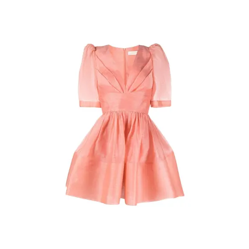 Zimmermann Short-Sleeved Dresses Women's Peach Pink