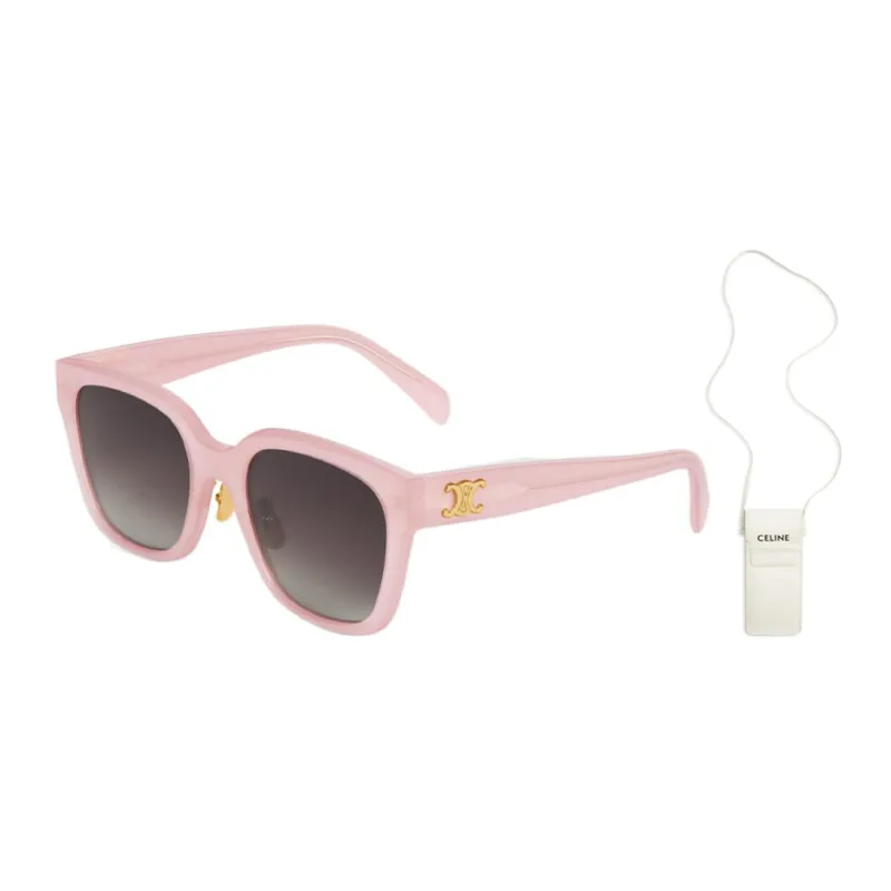 CELINE Plate Frame Square Sunglasses Unisex Ivory Pink-6
