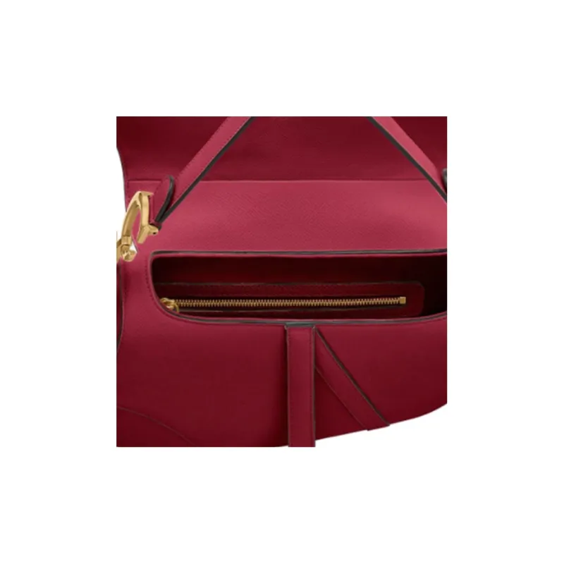 DIOR Saddle Cow Leather Handbags Shoulder Bags Women's Cherry Red-3