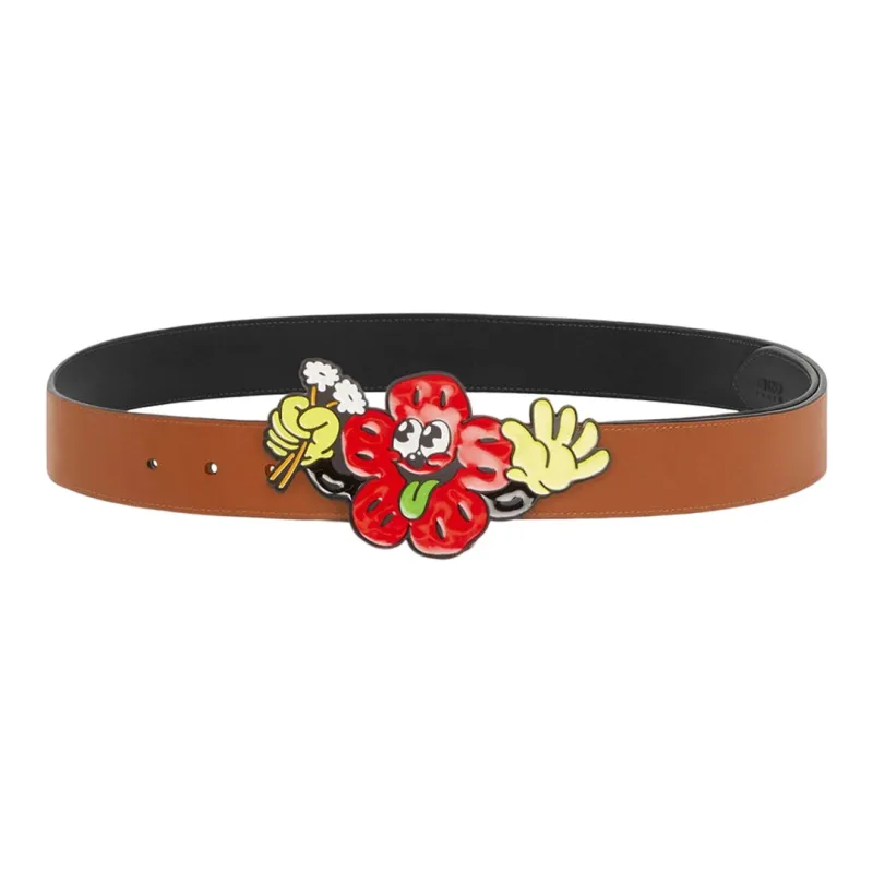 KENZO Printed Pattern Fashion Classic Smooth Buckle Belt Unisex Black-1