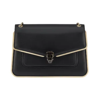 BVLGARI Serpenti Forever Calfskin Crossbody Bag Shoulder Bag Women's Black