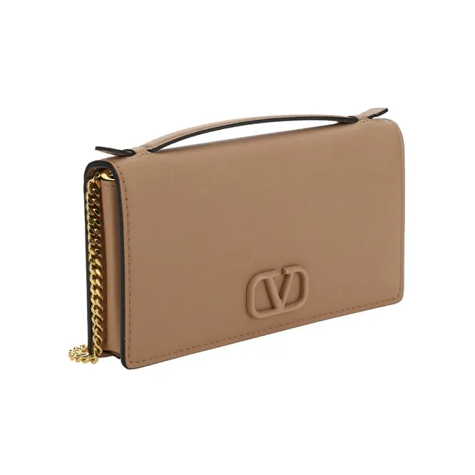 Valentino GARAVANI Calfskin Shoulder Bag Crossbody Bag Wallet Women's Cinnamon Pink-1