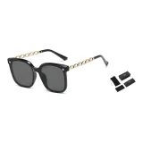 Bright Gold Frame with Black Gray Lens+Gift Box Set
