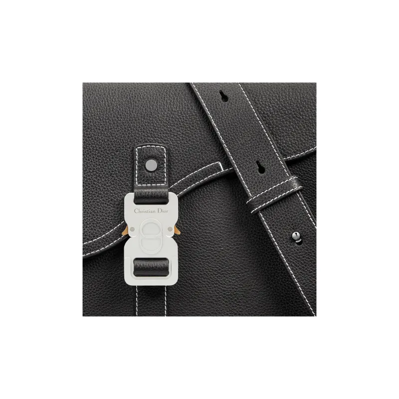 DIOR Grained Calfskin Saddle Bags Messenger Bag Shoulder Bag Crossbody Bag Men's Black-5