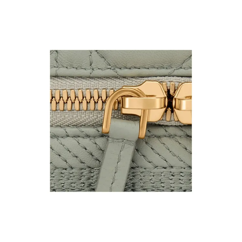 DIOR Lady Dior Sheepskin Portable One Shoulder Crossbody Makeup Bag Small Size Women's Light Green Gray-4