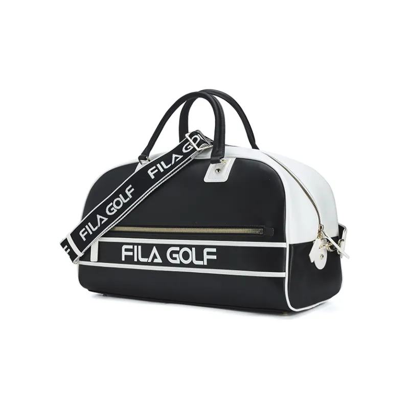 FILA Polyurethane PU Synthetic Leather Bonded Fabric Equipment Bag Crossbody One Shoulder Handbag Women's Pitch Black-1