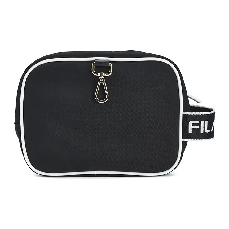 FILA Polyurethane PU Synthetic Leather Bonded Fabric Equipment Bag Crossbody One Shoulder Handbag Women's Pitch Black-5
