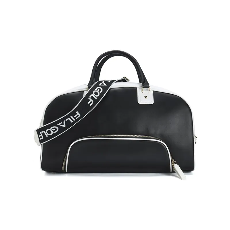 FILA Polyurethane PU Synthetic Leather Bonded Fabric Equipment Bag Crossbody One Shoulder Handbag Women's Pitch Black-2