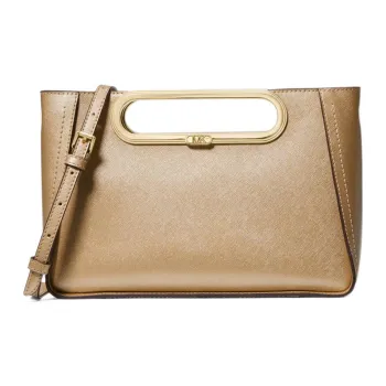 MICHAEL KORS Cross Grain Leather Handbag, Shoulder Bag, Crossbody Bag Large Size Women's Gold