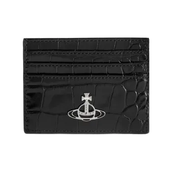 Vivienne Westwood Crocodile Embossed Calfskin Card Holder Women's Black
