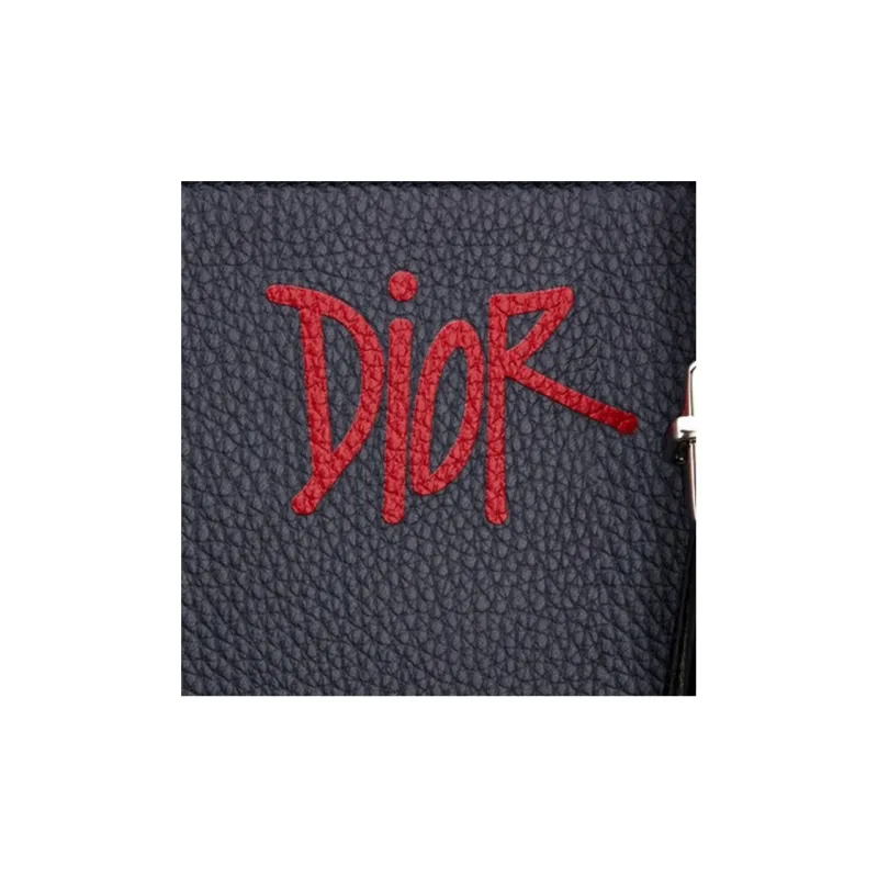 DIOR Shawn Collaboration Grained Calfskin Handheld Crossbody Bag Shoulder Bag Men's Navy-4