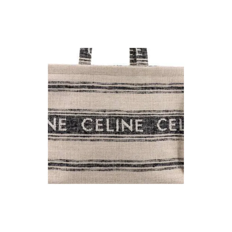 CELINE Cabas Jacquard Fabric Tote Bag Shopping Bag Handbag Women's White/Black-2